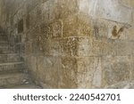Crusader graffiti engraved in the staircase to the Chapel of Saint Helena. Church of the Holy Sepulchre. Jerusalem, Israel