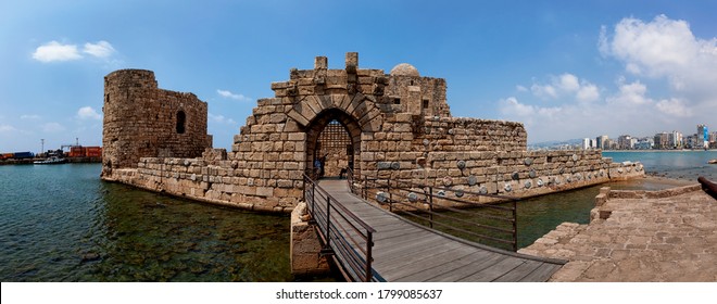 Crusader Sea Castle, Sidon, Lebanon.  Sits in the Mediterranean Sea, on site occupied for millennia.  Built during Christian crusades.