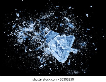 Crush Ice Isolated Black Background