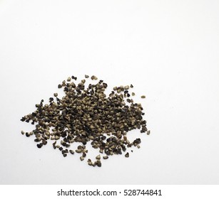 Crushed Black Pepper On White Background