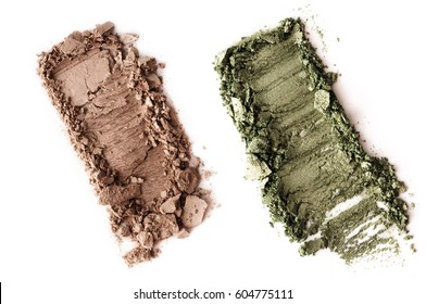 Crushed Brown Green Eyeshadow Isolated On White Background