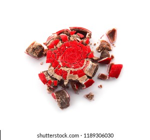 Crushed Candy On White Background, Top View