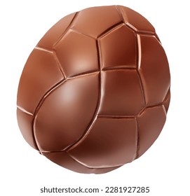 Crushed Chocolate Easter egg isolated on white background, closeup. Milky chocoate top view