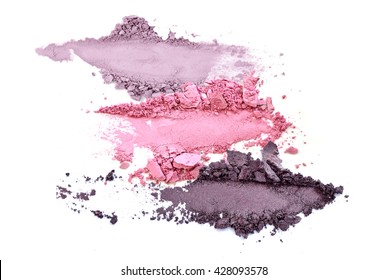 Crushed Eyeshadow Makeup Set Isolated On White Background