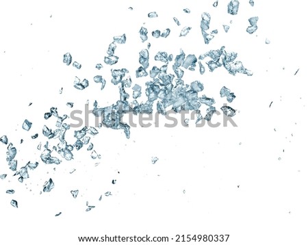 Crushed ice explosion on white background