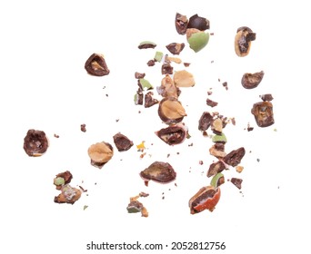 Crushed M And M m and m Peanut Chocolate isolated on white