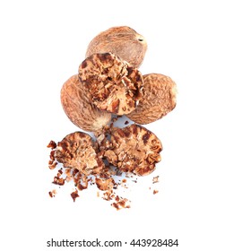 Crushed Nutmeg Isolated On White