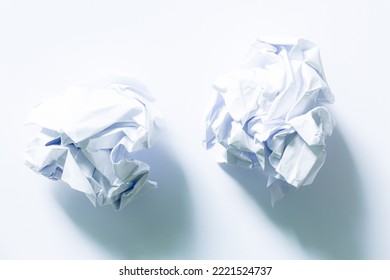 Crushed Paper,crumbled White Paper Ball, Isolated On White