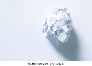 Crushed Paper,crumbled White Paper Ball, Isolated On White