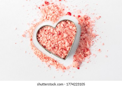 Crushed Peppermint Candy In A Heart Shape