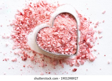 Crushed Peppermint Candy In A Heart Shape