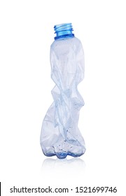 Crushed Plastic Bottle On White Background