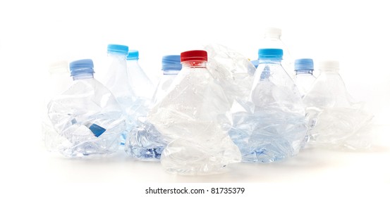 Crushed Plastic Bottles On White Background Stock Photo 81735379 ...