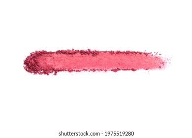 Crushed red velvet eyeshadow swatch isolated on white background. Sample of beauty make up cosmetics texture products.