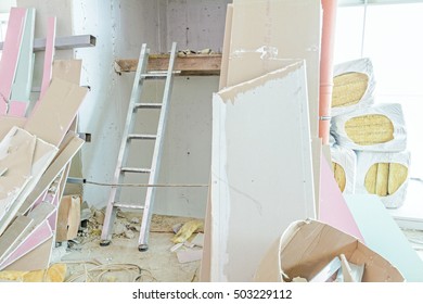 Crushed Segments Gypsum Drywall Dropped Pile Stock Photo 503229112 ...