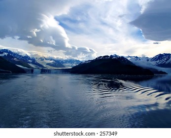 Crusing Away From Harvard Glacier (left) In College Fjord, Alaska.  Yale Glacier On Right,