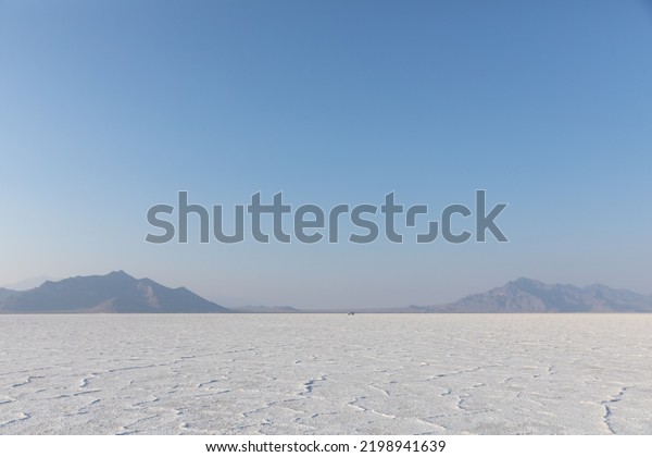 Crust\
of salt landscape on Bonneville Salt Flats in\
Utah