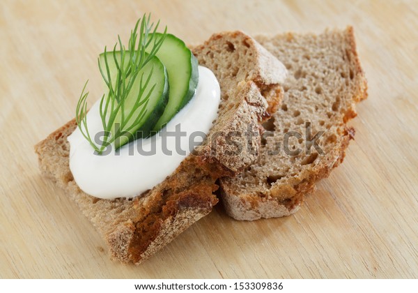 Crusty Bread Cottage Cheese Cucumber Slices Stock Photo Edit Now