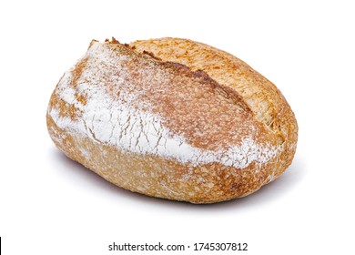 Crusty loaf of sourdough bread on white background. Artisan bread or traditional rustic bread isolated on white background - Powered by Shutterstock