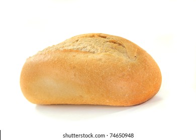 A Crusty Roll On A White Background