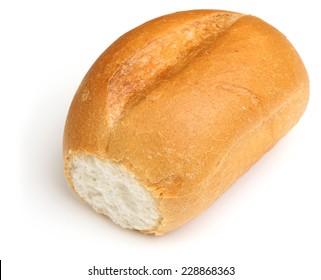 Crusty White Bread Roll On White Background