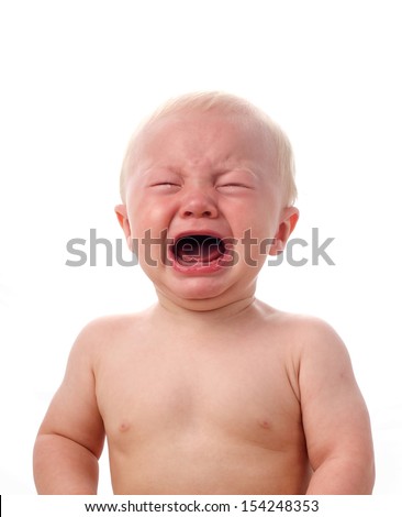 Crying baby boy isolated on white