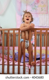 Crying Baby Girl Wanting Out Of Her Crib