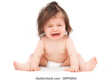 Crying baby with white background