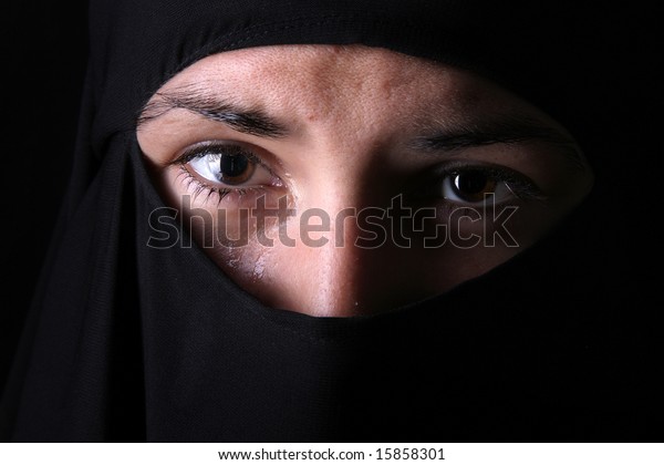 Crying Young Lady Black Hijab Stock Photo (edit Now) 15858301