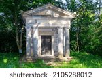 Crypt, a building with an interior for the coffin. Background with copy space for text