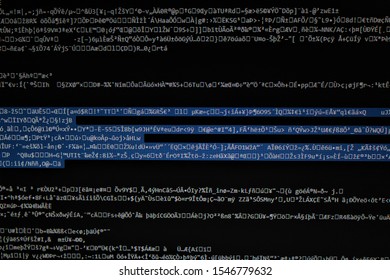 Cryptical code on a black screen