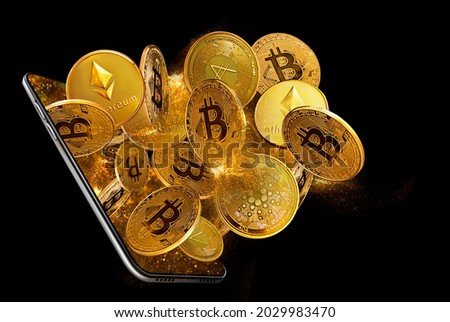 crypto currency concept, bitcoins mining