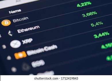 Crypto Currency Market Concept. Bank Market And Virtual Currency Value Graph. Statistics Comparison Of Best-selling Crypto Coins On Stock Exchange. Use For Bitcoin, ETH, Ripple, Bitcoin Cash.