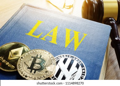 Crypto Regulation. Cryptocurrency Coins And Book Law.