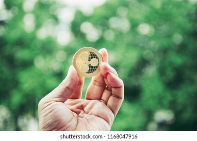 Crypto Ripple Coin Currency Bitcoin Outdoor Background