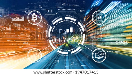 Crypto Trading theme with abstract high speed technology motion blur