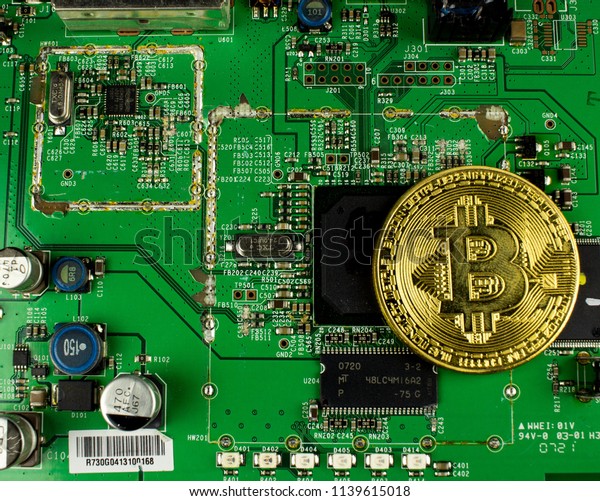 Cryptocurrency Bitcoin Gpu Mining System Blockchain Stock Photo - 