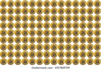 Cryptocurrency Bitcoin seamless pattern background on a white background 
