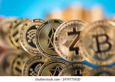 Cryptocurrency concept. Litecoin, etherium,bitcoin virtual currency background - Shutterstock ID 1979775920