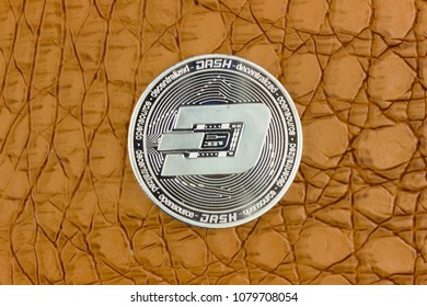 Cryptocurrency Dashcoin. Aligator Skin Texture