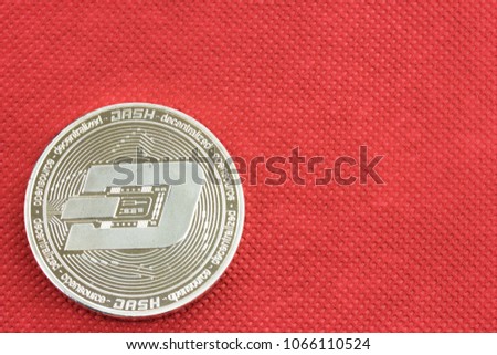 Cryptocurrency Dashcoin. Red Background