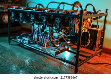 Cryptocurrency Mining Rig With Computer Graphics