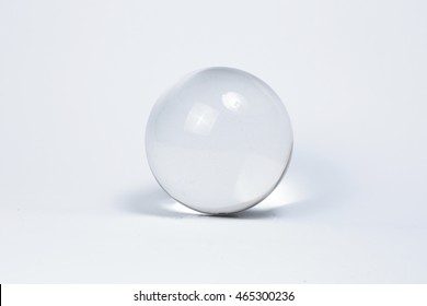 Crystal Ball Marbles glass transparent on white background 