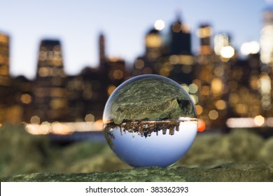 Crystal Ball With Reflection Of Manhattan.