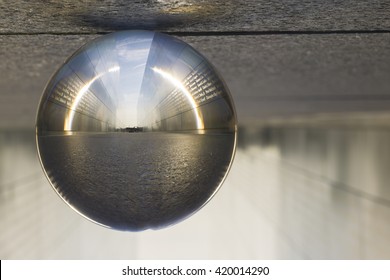 Crystal Ball With Reflection On Liberty State Park