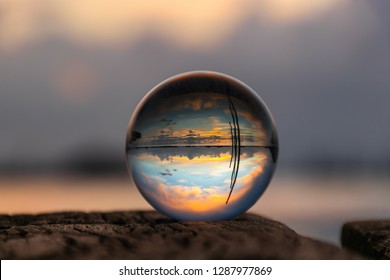 Crystal Ball Reflection At Sunset 
