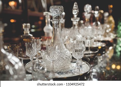 Crystal bottle, decanter and glasses store