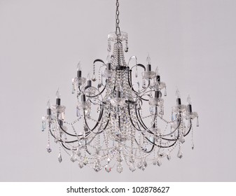 Crystal Chandelier. Group of hanging crystals.