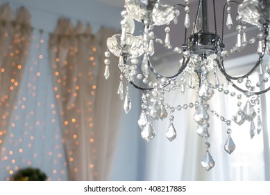 crystal chandelier,  Hanging crystal balls, studio shot