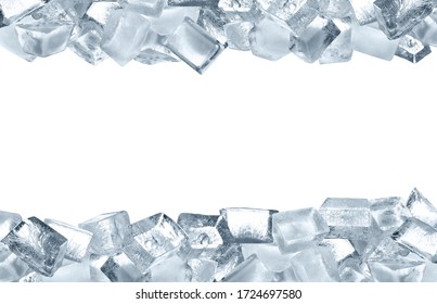 Crystal clear ice cubes on white background, space for text - Shutterstock ID 1724697580